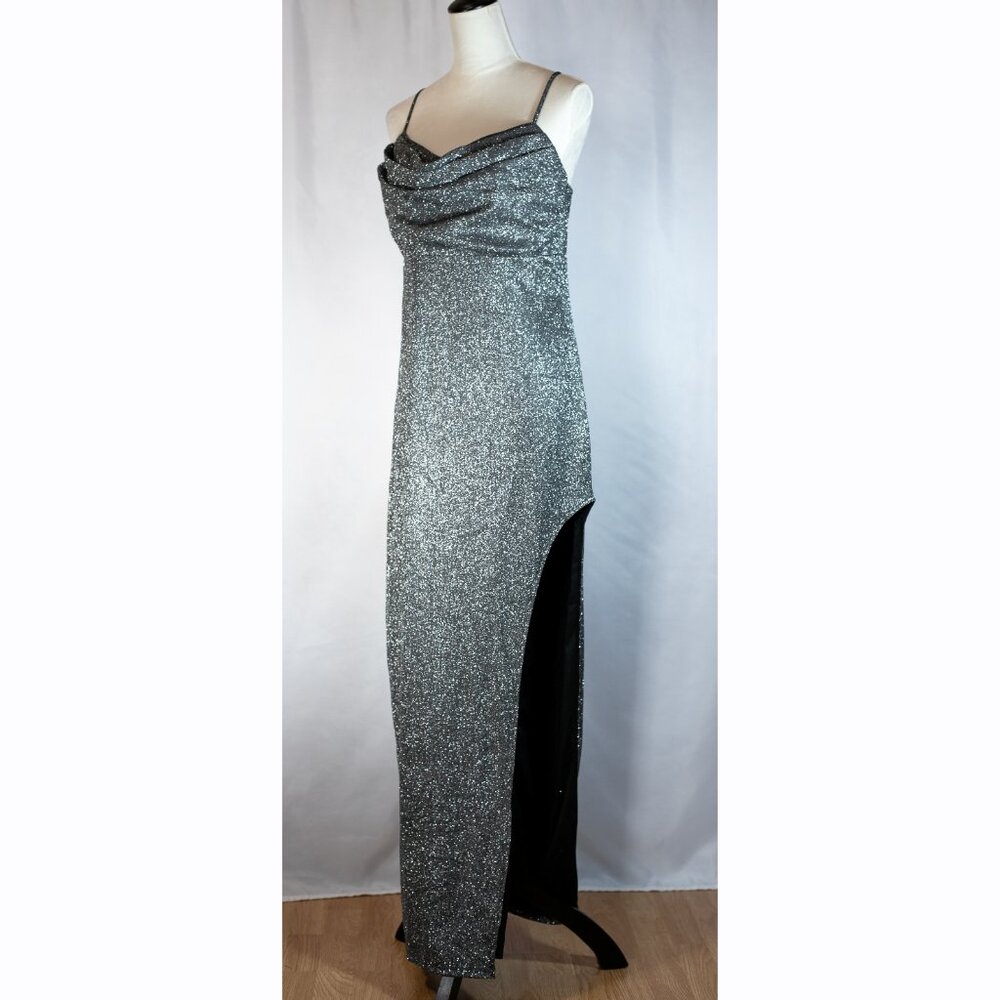 NWT Lulus Womens Silver Sleeveless Cowl Neck Maxi Dress Size XL